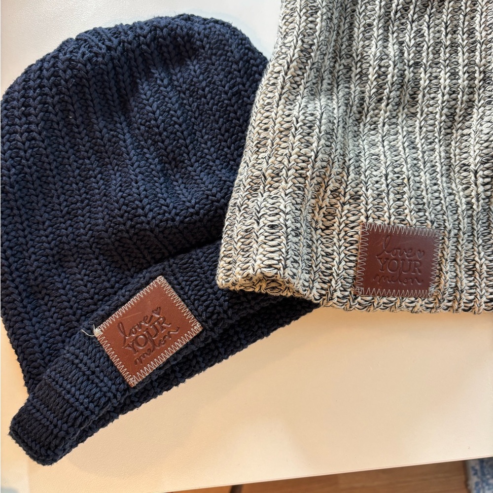 Love Your Melon Navy and Gray Beanies